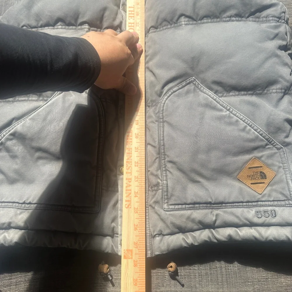 VTG The North‎ Face 550 Down Puffer Vest Mens Medium Grey Flannel Lined Heritage